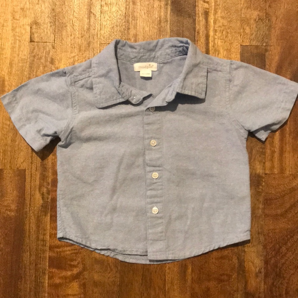 Light Blue Short Sleeve Button Down Top